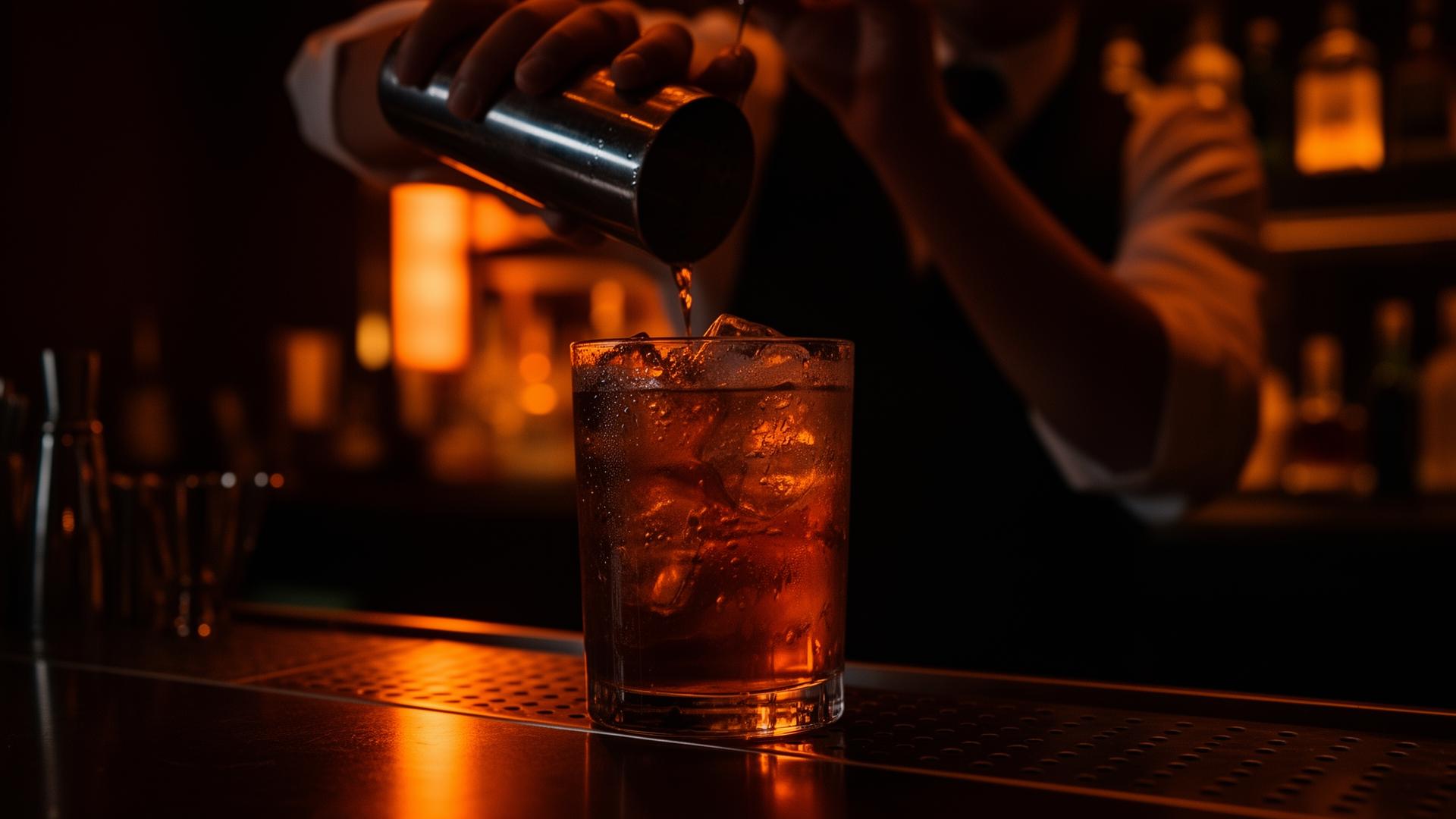 Bartender preparando coquetel premium